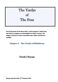 Chapter 4- The Yardys of Whittlesey